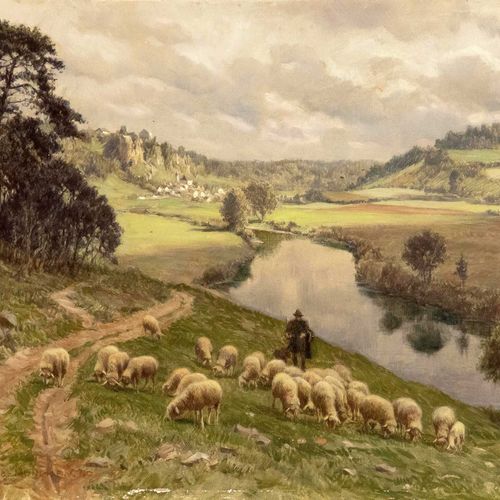 Null Wolfgang Vogt-Vilseck (1903-1996), Shepherd near Gauting before Munich, oil&hellip;