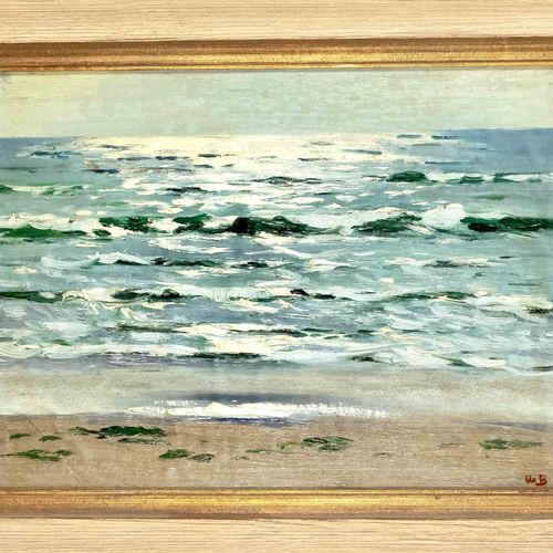 Null Monogrammed WB, 1st half of 20th century, seascape, oil on canvas over hard&hellip;