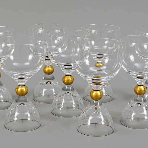 Huit verres à vin Rosenthal, années 1970/1980, dessinés par Björn Wiinblad, pied&hellip;