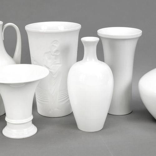 Six vases, KPM Berlin, blanc, marques 1962 1999, 2e choix, formes et tailles dif&hellip;