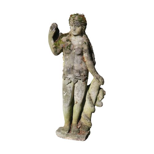 1 Paire de statues "Adam et Eve" en pierre. 
Epoque : 20ème siècle, probablement&hellip;