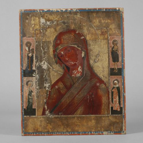 Null 
圣母像
20世纪，硬木板上的钢笔画，金铜器，中央描绘的是玛丽，头部微微低下，有精致的灵光，两侧是另外四个圣徒的形象，有些油漆脱落，尺寸是33 x 2&hellip;