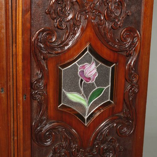 Null 
Two pillar cupboards Art Nouveau
around 1900, walnut veneered and solid, p&hellip;