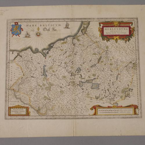 Null 
Johannes Janssonius, Carte gravée sur cuivre du Mecklembourg
en haut à dro&hellip;