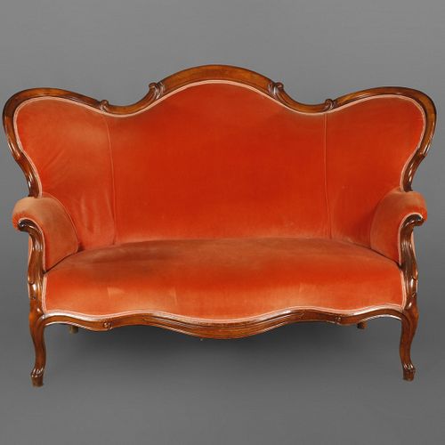 Null 
Canapé Louis Philippe 
Noyer massif, vers 1860, confortable canapé à deux &hellip;