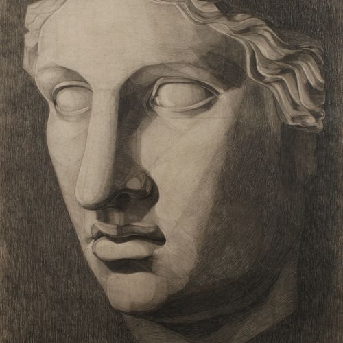 Null 
Grande disegno di una testa in gesso
Raffigurante il frammento di un busto&hellip;