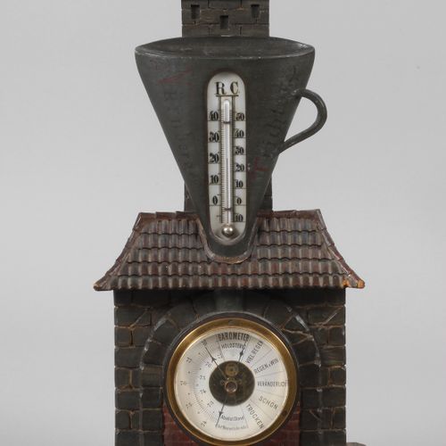 Null 
Carved wall barometer 
around 1910, walnut carved and dark painted, marked&hellip;