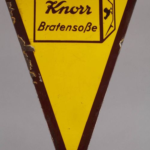Null 
Emailleschild Knorr
um 1920, dreieckiges planes Schild, zweifarbig emailli&hellip;