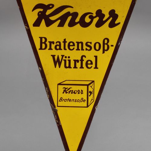 Null 
Emailleschild Knorr
um 1920, dreieckiges planes Schild, zweifarbig emailli&hellip;