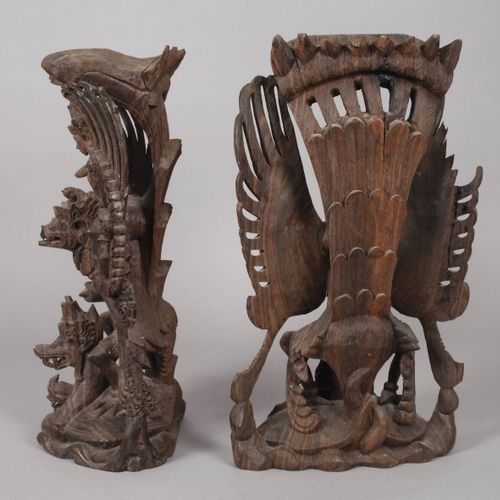 Null 
Figural carvings 
probably Bali, 20th century, dark tropical wood quality &hellip;