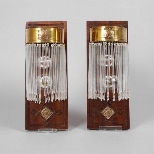 Null 
Pair of wall lamps
c. 1905, high rectangular wall blancs made of Indian ro&hellip;