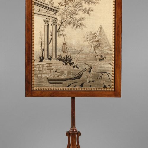 Null 
比德梅尔伞
魏玛，约1830年，实心桃花心木和部分贴面，枫木线镶嵌，高度可调的伞，有十字绣，有老化和磨损的痕迹，尺寸150 x 63 x 25厘米。