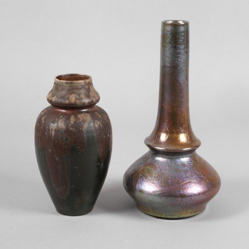 Null 
France deux vases en émail courant
vers 1910, l'un signé Charles Greber, g&hellip;