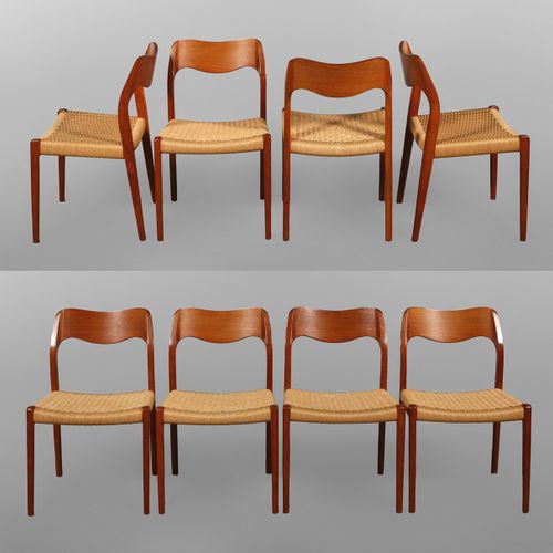 Null 
Eight chairs Niels O. Möller
Denmark, 1960s, model no. 71, produced by J. &hellip;