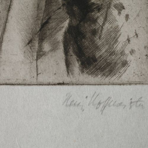 Null 
海因茨-霍夫迈斯特，女性裸体坐姿。
半裸的女人，只穿了一件毛皮大衣，目光转向一侧，日本纸上的蚀刻画，有精致的版画色调，约1920年，在图像下方的铅字&hellip;