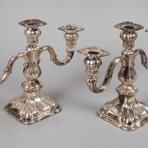 Null 
Pair of 3-armed silver candlesticks
1930s/1950s, silver stamped crescent, &hellip;