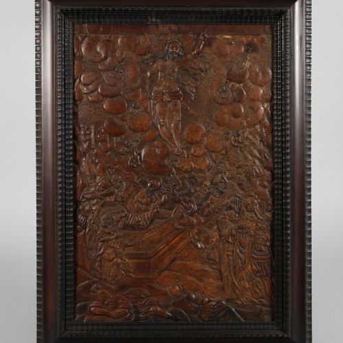 Null 
Relief en cuir baroque
18e siècle, cuir lisse tanné brun, gaufré de manièr&hellip;