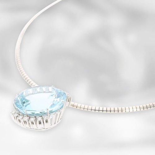 Null Collier/chaîne : très beau collier vintage avec aigue-marine et diamants d'&hellip;