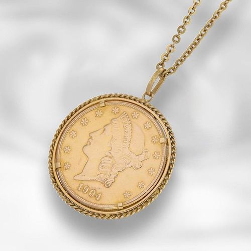 Null Chain/necklace/pendant: long golden anchor chain with valuable coin pendant&hellip;