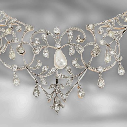 Null Collier : important collier historique de diamants avec une perle orientale&hellip;
