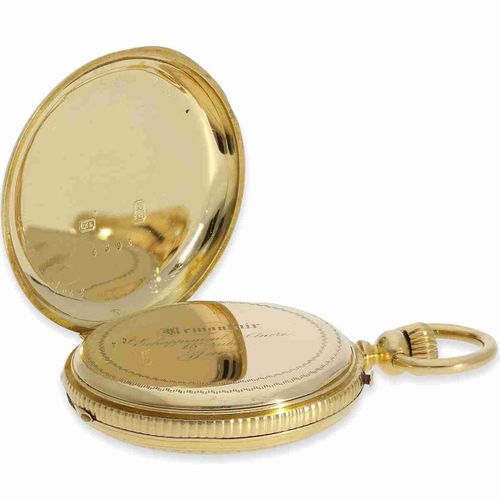 Null Montre de poche : magnifique montre de chasse en or et émail sertie de diam&hellip;