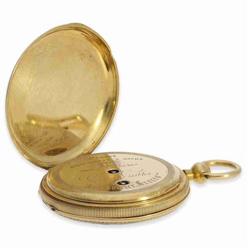 Null 怀表：非常精美的小型金/珐琅猎装表，带有精美的珐琅画，表现了一个印度宫殿，Courvoisier Freres为印度市场制作，约1840年

约。直径&hellip;