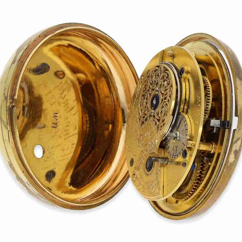 Null Pocket watch: English pair case verge watch with rare movement engraving, "&hellip;