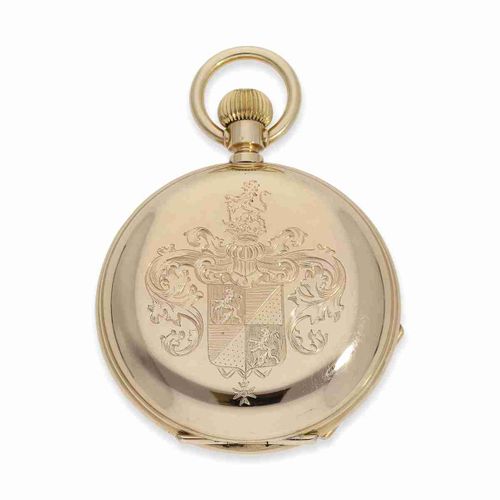 Null Pocket watch: fine Louis XV gold hunting case watch from nobility, Ankerchr&hellip;