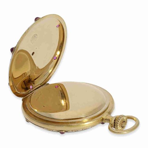 Null Taschenuhr: sehr hochwertige und ungewöhnliche Gold/Emaille-Damenuhr mit Ru&hellip;