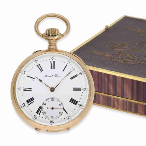 Null Pocket watch: very fine pink gold Ankerchronometer by Mermod Freres, sold b&hellip;