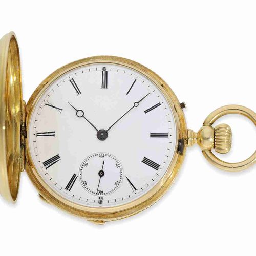 Null Pocket watch: magnificent gold/enamel hunting case watch set with diamonds,&hellip;