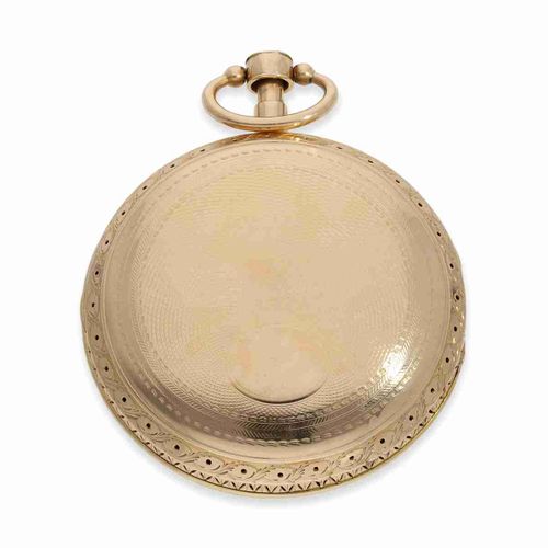 Null 怀表：非常精致的大型厚重圆筒表，带闹铃，机芯，纯金链条，署名伯爵，约1850年

约。直径58毫米，154克，18K金，华丽的表壳，精细的声音开口，引&hellip;