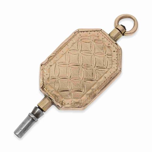Null Uhrenschlüssel: musealer goldener Spindeluhrschlüssel mit manuellem Kalende&hellip;