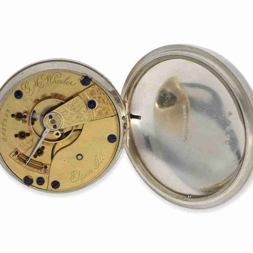 Null Taschenuhr: schwere amerikanische Taschenuhr mit Spezialgehäuse und Silber-&hellip;