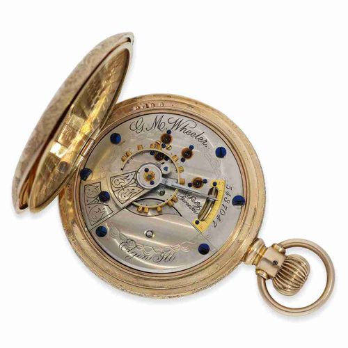 Null Montre de poche : montre à boîtier de chasse Art Nouveau splendeur américai&hellip;