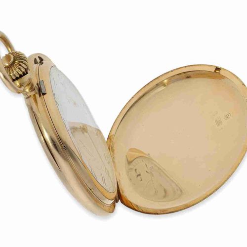 Null Taschenuhr: besonders schwere und große Glashütter Goldjagduhr, Julius Assm&hellip;