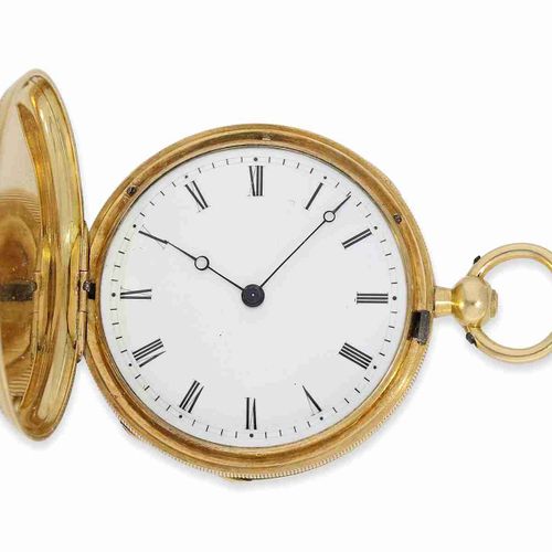 Null Reloj de bolsillo: pequeño reloj de caza de oro/esmalte muy fino con pintur&hellip;