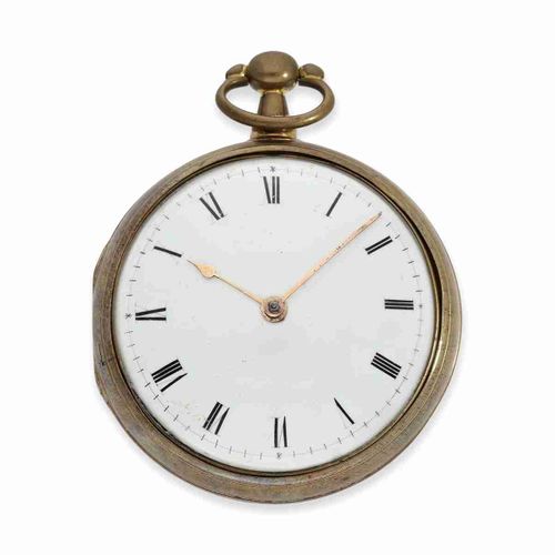 Null Pocket watch: English pair case verge watch with rare movement engraving, "&hellip;
