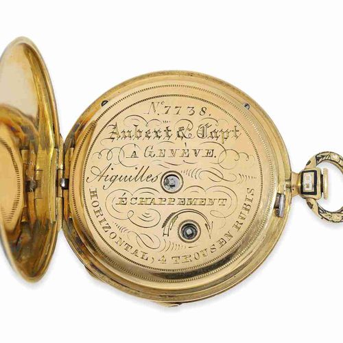 Null 怀表：非常精细的黄金/珐琅莱宾，具有特殊的珐琅技术，Aubert & Capt Geneve No.7738，约1830年

直径35毫米，重约24克&hellip;