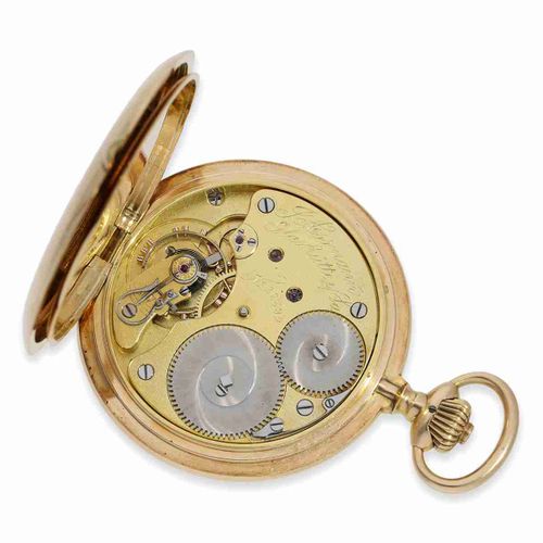 Null Pocket watch: especially heavy and large Glashütte gold hunting case watch,&hellip;