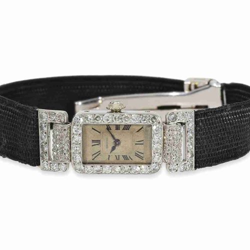 Null Wristwatch: important extremely rare Cartier platinum lady's watch set with&hellip;