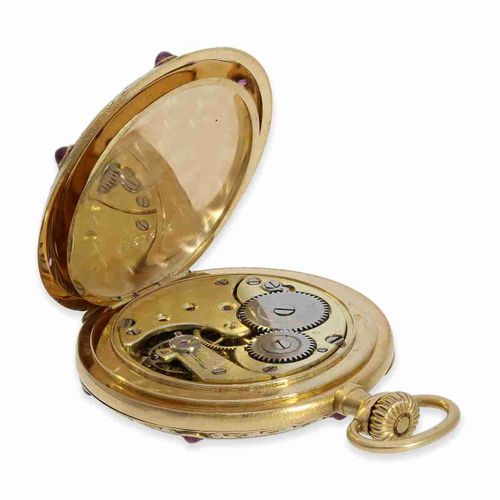 Null Pocket watch: very high quality and unusual gold/enamel lady's watch with r&hellip;