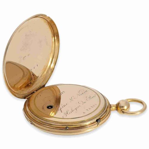 Null Pocket watch: fine small lepine with decentral time display and striking me&hellip;