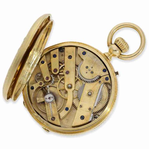 Null Orologio da tasca: magnifico orologio con cassa da caccia in oro e smalto c&hellip;