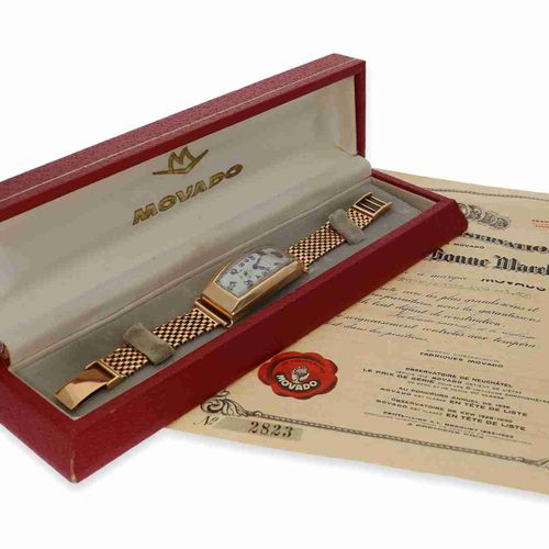 Null Armbanduhr: Rarität, Movado Chronometre Polyplan in "Rosa-Gold" Ref.4009 mi&hellip;