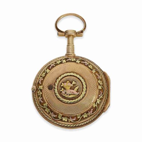 Null Montre de poche : exquise et très rare montre de dame Louis XV, horloger ro&hellip;