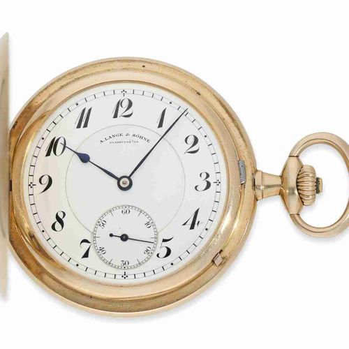 Null Reloj de bolsillo: raro reloj de caza de oro fino, A. Lange & Söhne, Glashü&hellip;