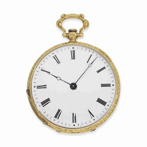 Null Pocket watch: exquisite lepine with very fine enamel painting and Oriental &hellip;