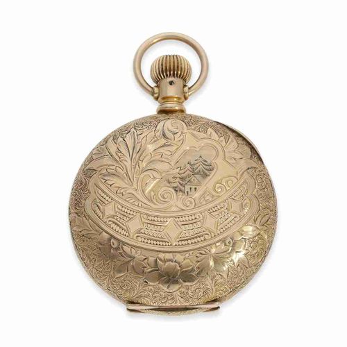 Null Pocket watch: exceptionally heavy gold American Art Nouveau splendour hunti&hellip;