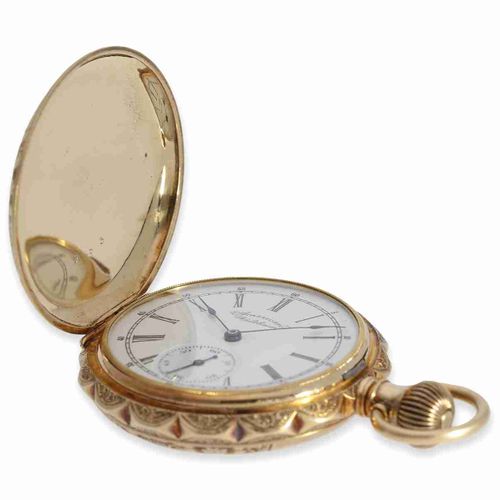 Null Reloj de bolsillo: precioso reloj de caza Art Nouveau de oro macizo con caj&hellip;